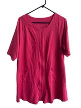 Dreams &amp; Co  House Coat Womens Top 14/16 Plus Sized Nightgown Hot Pink F... - $19.51