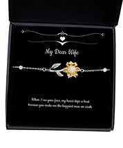Cute Wife Sunflower Bracelet, When I See Your face, My Heart Skips a Beat, Gifts - £39.52 GBP