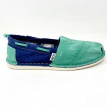 Toms Bimini Stitchout Green Blue Womens Slip On Casual Canvas Flat Shoes - £27.93 GBP