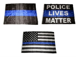 AES 4x6 4&#39;x6&#39; Wholesale USA Police Blue Line Lives Matter Back The Blue Flag Set - £35.11 GBP
