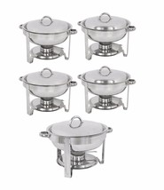 New Stainless Steel Chafer 5 Pack Round Chafing Dish Sets 5 Qt Dinner Serving - £188.08 GBP