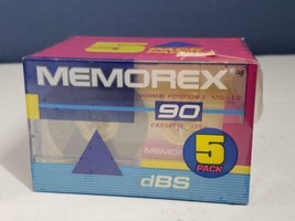 Vintage Brand New 5 Pack Memorex Blank Audio Cassette Tapes 90 Minutes P... - $14.84