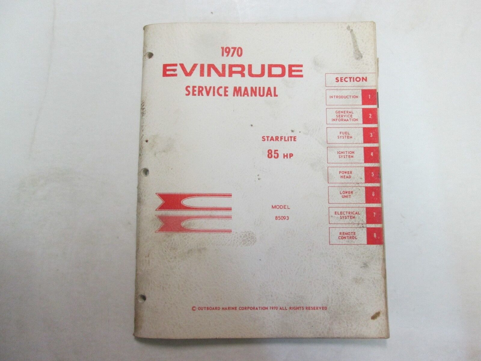 1970 Evinrude 85 HP Starflite Service Réparation Manuel Vitrail Bateau U... - $9.91