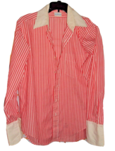 Vintage Shirt Doblin Sanforized Red Striped Rockabilly Mod 16 Style 4604 Canaan - £23.73 GBP