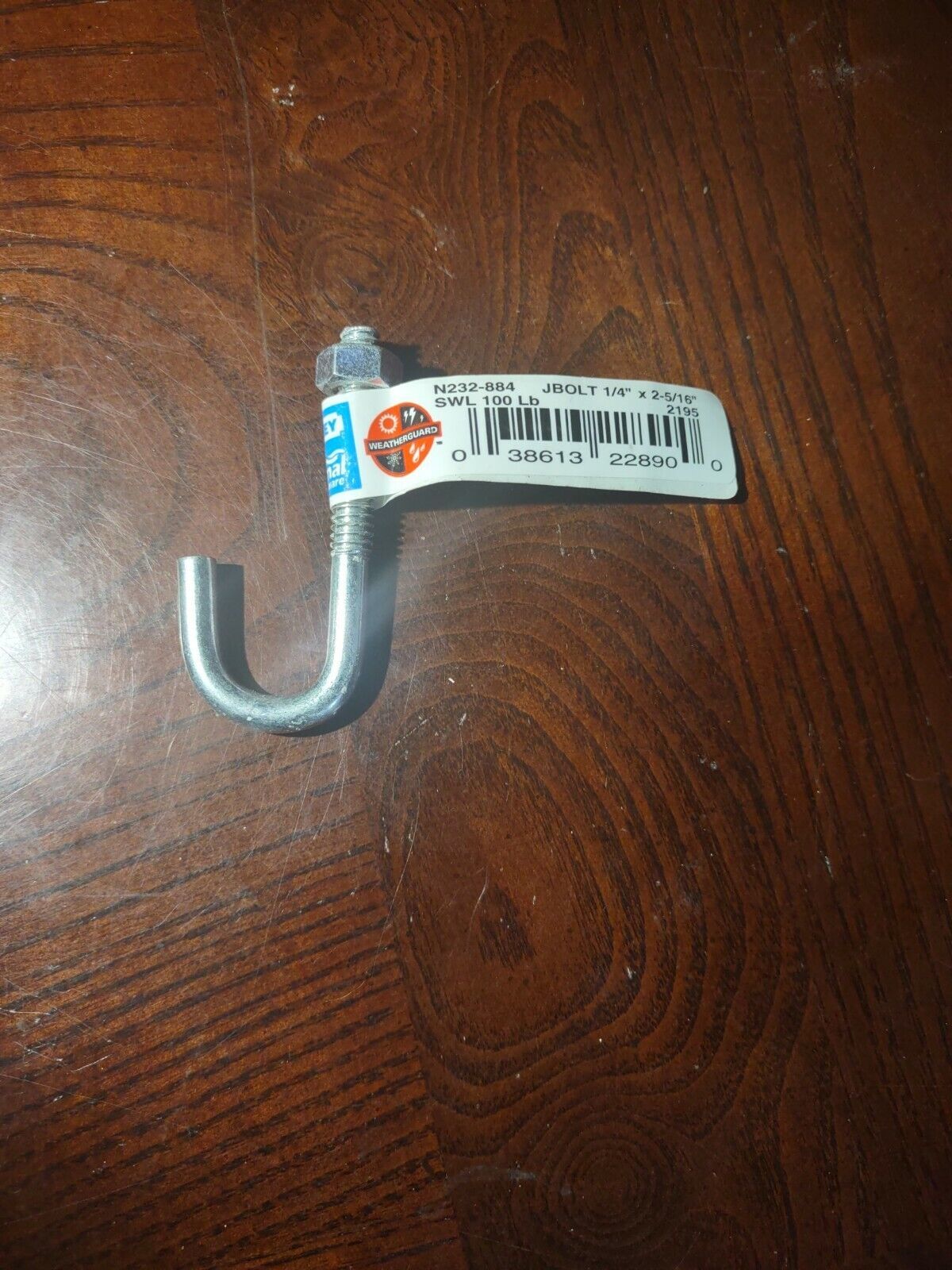 National Hardware N232-884 Zinc-Plated Steel J-Bolt 1/4x2-5/16 in. with ... - $9.78