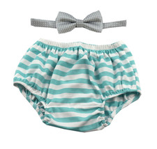 Gentlemen Ties Cake Smash Outfit Boy First Birthday  Bloomers, teal gray - £9.68 GBP