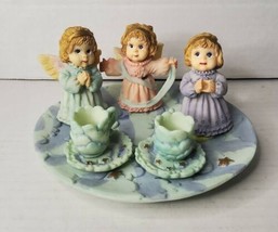 1996 Miniature Mini Tea Pot Set 3 Little Angels 10Pc Novelty Resin Young&#39;s - £21.81 GBP