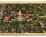 Aerial View University of Texas Numbered w Key Austin TX UNP Linen Postc... - $4.90