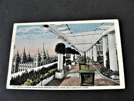 The Temple Towers from Roof Garden, Hotel Utah-Salt Lake City, Utah - Postcard. - £9.25 GBP