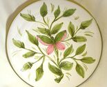 Italian Stoneware Serving Platter Pink &amp; Green Butterfly Italy - $39.59