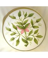 Italian Stoneware Serving Platter Pink &amp; Green Butterfly Italy - $39.59