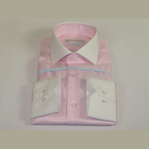 Mens 100% Italian Cotton Shirt High Quality Non Iron SORRENTO Turkey 4441 Pink image 3