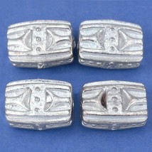 Bali Rectangle Silver Plated Beads 14mm 19 Grams 4Pcs Approx. - $7.04