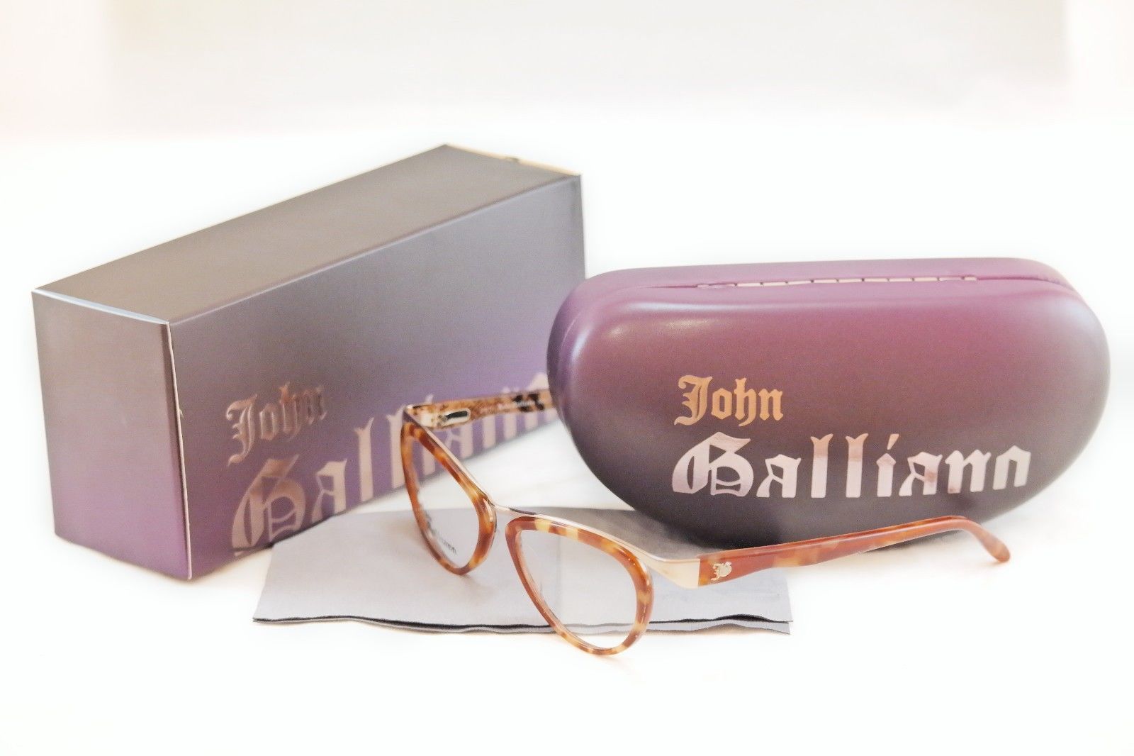 John Galliano Authentic New Eyeglasses Frame JG5008 053 Metal Plastic Brown Gold - $149.52