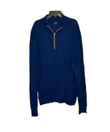 Robert Talbott Mens 1/4 Zip Pullover Sweater Size XL Navy Blue Linen Cotton - $35.73