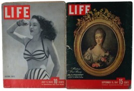 Lot Of 2 Vtg 40s Life Magazines Jul 1945 Bathing Suits Sep 1947 Madame Du Barry - $27.22