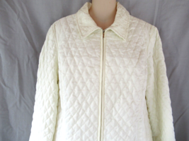 Dressbarn jacket quilted embroidered full zip  Large off white  light we... - $15.63