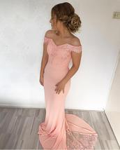 Elegant V-neck Mermaid Off-The-Shoulder Evening Dresses Lace Appliques Prom Dres - £133.36 GBP
