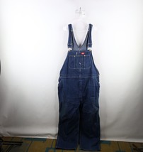 Vintage 90s Dickies Mens 48x30 Distressed Spell Out Wide Leg Denim Overalls Bibs - £46.89 GBP