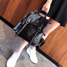 Leather backpack 2021 female designer fashion big capacity embossed snake pattern daily thumb200