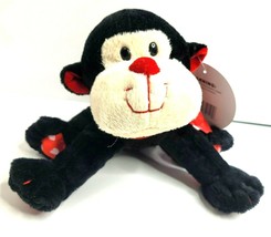 Nova World Chimp Monkey Ape 10" Plush Black Red Heart Paws Ribbon Bow Valentine - $12.30
