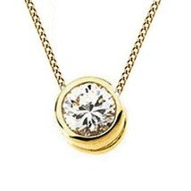 14K Yellow Gold Plated 1Ct Round Moissanite BEZEL Set Solitaire Pendant Necklace - £44.10 GBP