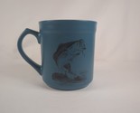 BASS PRO SHOP FISH LOGO BASS LAKE FISHERMAN 16 OZ BLUE CERAMIC COFFE CUP... - $13.59