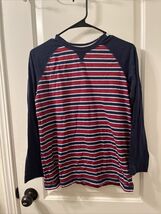 Lands End Boys Striped Long Sleeved T-Shirt Size L 14-16 Multi-Color - $32.36 CAD