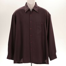 Mario Ferrari Men&#39;s L Dress Shirt Large Button Front Purple Long Sleeve Rayon - £10.22 GBP