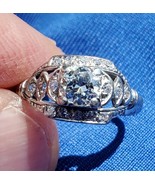 Earth mined Diamond Deco Engagement Ring Antique Platinum Statement Soli... - $103,204.26 MXN