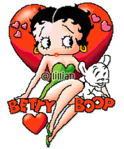 Betty Boop Love Heart With Puppy Cross Stitch Pattern - £2.35 GBP
