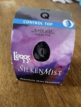 New Vintage Silken Mist Control Top Sheer Toe Panty Hose Black Mist Wome... - $121.91 MXN