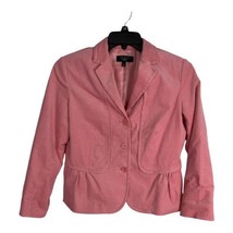 Talbots Womens Jacket Adult Size 6P Pink Corduroy Long Sleeve Ruffle But... - $28.12