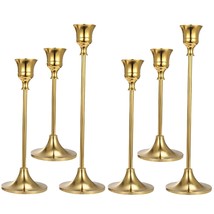 Set Of 6 Gold Candlestick Holders Gold Candle Holder Taper Candle Holders Candle - $47.99