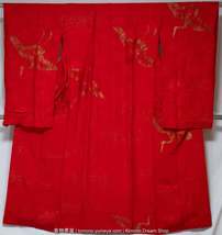 Antique Red Women&#39;s Nagajuban 123cm Wide 133cm Long - Traditional Japanese Juban - £63.80 GBP