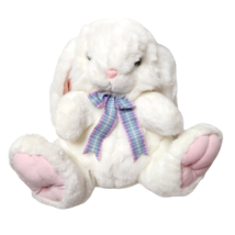 16&quot; Vintage Big Tai Kwang White Bunny Rabbit Pink Blue Bow Stuffed Animal Plush - £51.55 GBP