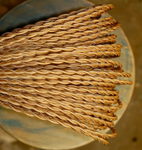 Blonde (light gold) twisted cloth covered wire, vintage fabric color cable - £1.03 GBP