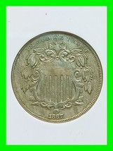 1867 Shield Nickel 5c NO RAYS  - ANACS  EF 40 - Old Soap Box - Under Gra... - $143.54