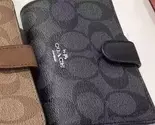 COACH Ladies Folding Purse Card Bag Pocket Wallet Canvas (BLACK Signature) - $60.00