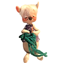 Annalee 6&quot; Knitting Green Yarn Grandma Grandmother Mouse Doll  - £12.69 GBP