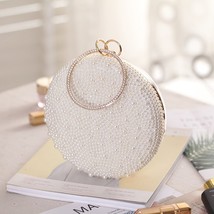 Bling Pearl Bags for Women Small Round Shape Clutch Bag Diamond Luxury Designer  - £46.37 GBP