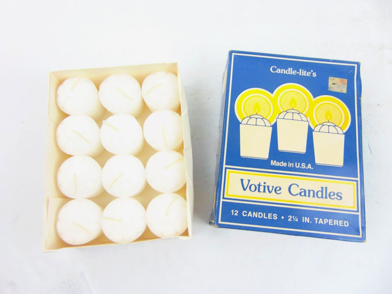 Primary image for Vintage Candle Lites White Votive Candles 12 Unscented 2 1/4" Tapered 
