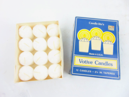 Vintage Candle Lites White Votive Candles 12 Unscented 2 1/4&quot; Tapered  - £23.88 GBP