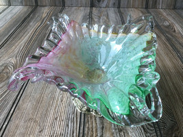 Vintage Creazioni Glass Bowl Dish with Silver Metal pedestal Base - R. R... - £42.97 GBP