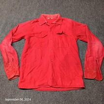 * Vintage Penneys Corduroy Shirt Youth 18 Red Casual Button Up 50s 60s - $27.77