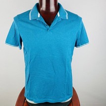 Banana Republic Mens Large L 46 48  Blue Textured Short Sleeve Polo Shirt - £13.22 GBP