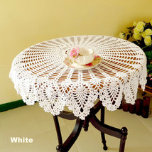 Hand Crochet Cotton Lace Doily Table Topper Round White TableCloth Cover... - £16.12 GBP