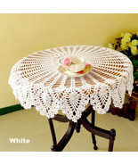 Hand Crochet Cotton Lace Doily Table Topper Round White TableCloth Cover... - $27.52 CAD