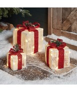 Set of 3 Christmas Lighted Boxes Decorations LED Gifts Decor Indoor Outdoor - $474.16 MXN
