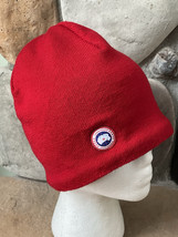 CANADA GOOSE Red Beanie Wool Blend Hat Knitted Lined Warm Winter Cap Unisex - $247.46